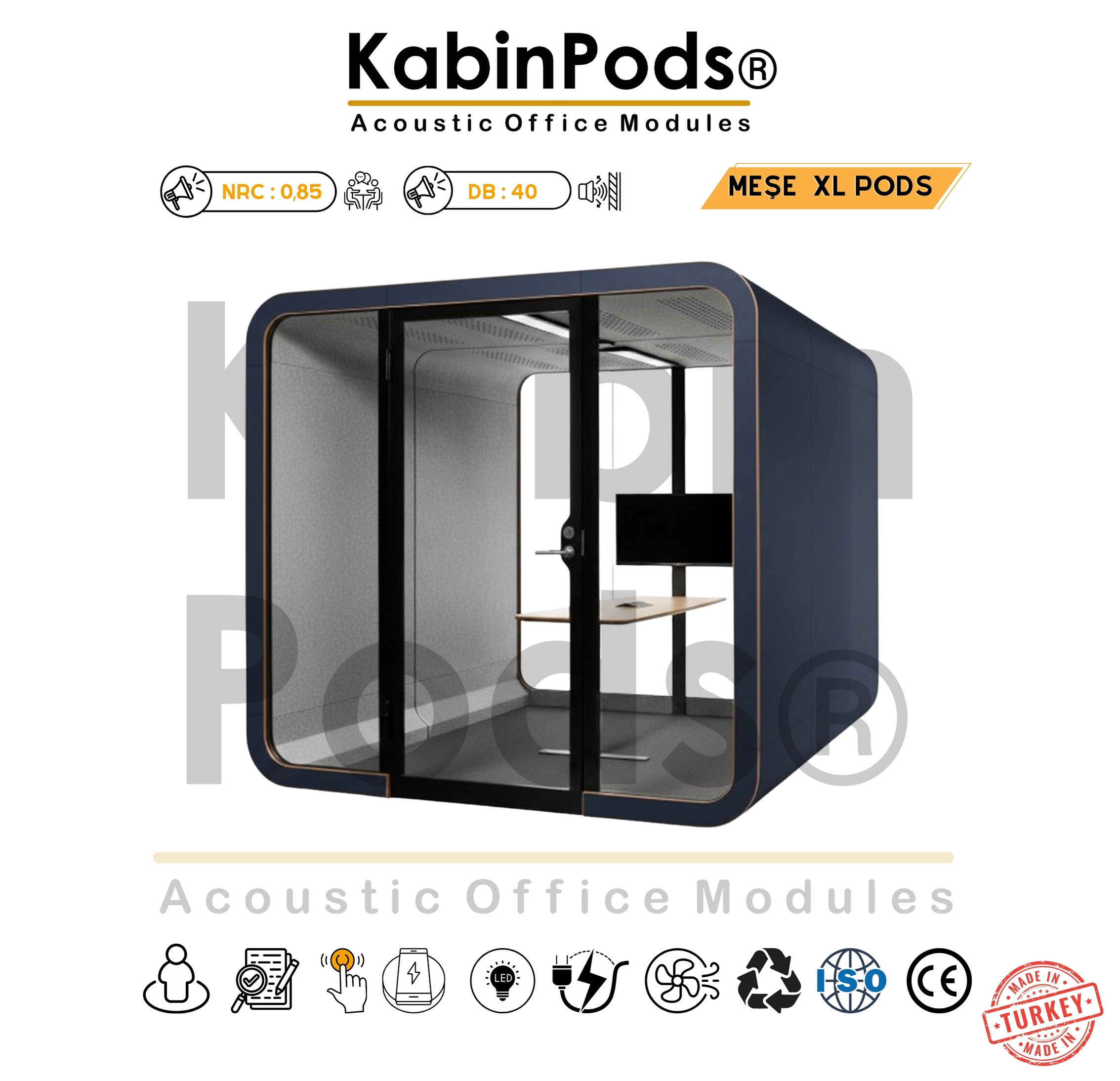 Çalışma Kabini WorkPod WP-187 - Ses Yalıtımlı 4-6-8 Kişilik Kabin